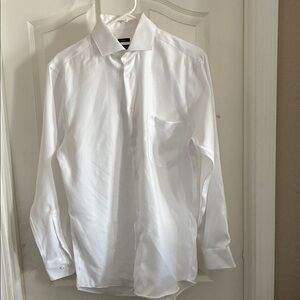 Pronto Uomo White Men's Dress Shirt - Spread Collar with Chest Pocket